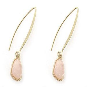 CLOSING New French Hook Gold Druzy Pink Stone